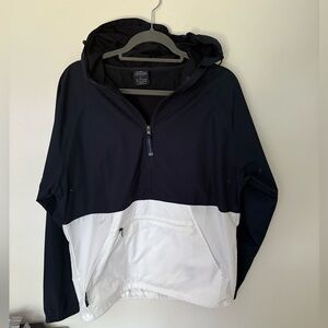 Charles River Apparel White & Navy Quarter zip Weather Proof Pullover